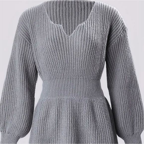 Solid Gray Woman's Sweater - Picture 2 of 5